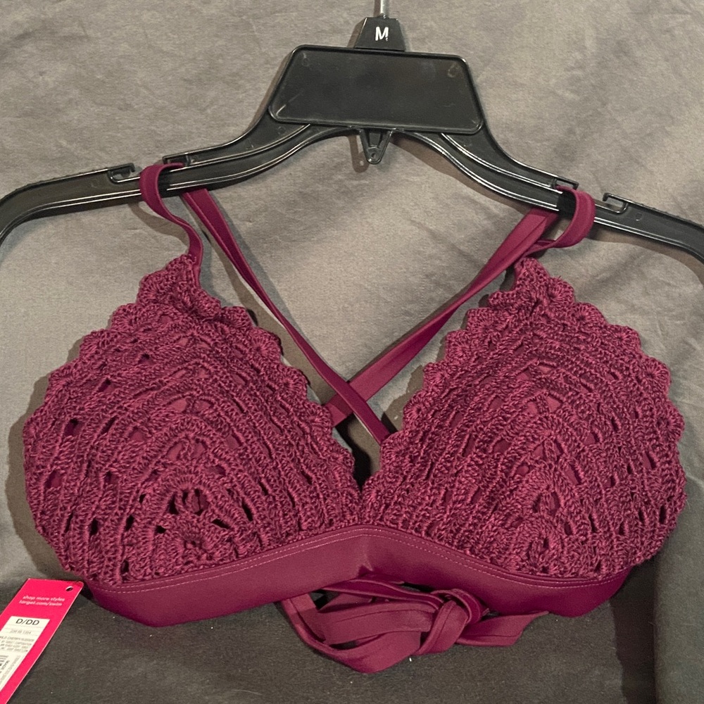 Xhilaration Deep Red Crochet Bikini Top